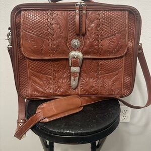 American West Mocha Tooled Leather Men's Bag